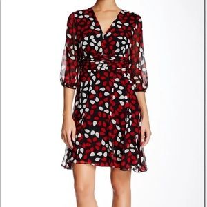 Diane Von Furstenberg A-Line Poppy Print Silk Dress, Size 14